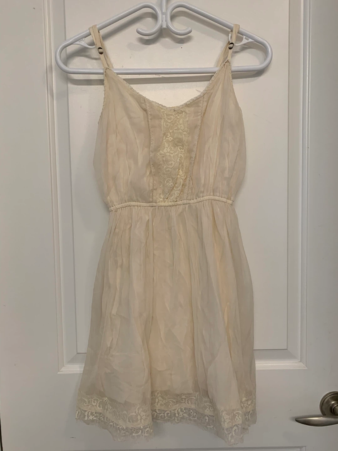 Hollister Cream Lace Trim Slip Dress - Size M