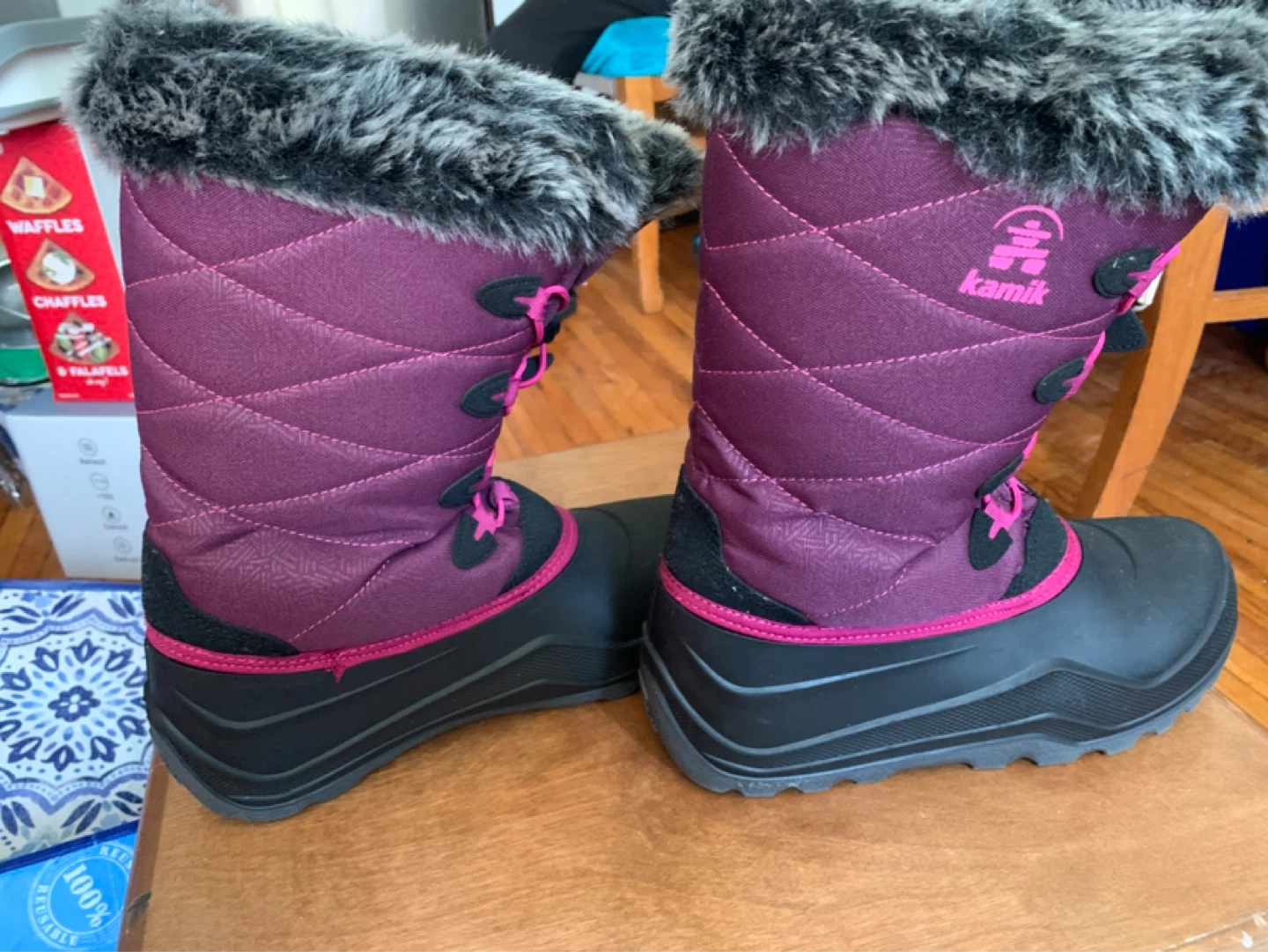 Kamik Womens Purple Winter Snow Boots with Faux Fur Trim - photo 2