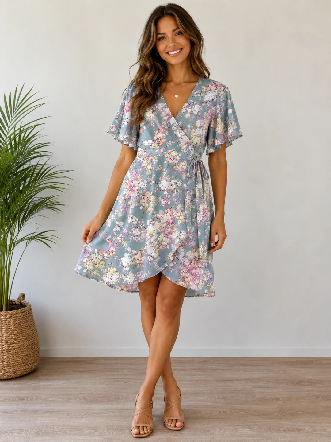 ONLY brand  floral wrap dress LARGE