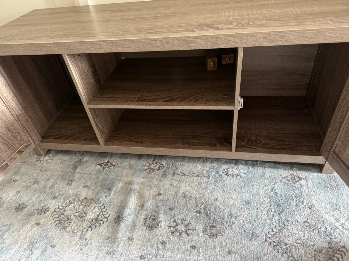 Brown Wood Grain TV Stand with Cabinet Storage - photo 2