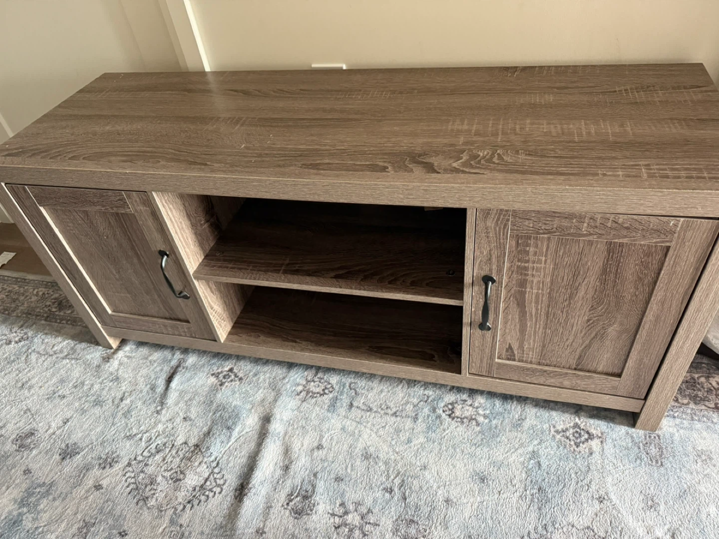 Brown Wood Grain TV Stand with Cabinet Storage - photo 3