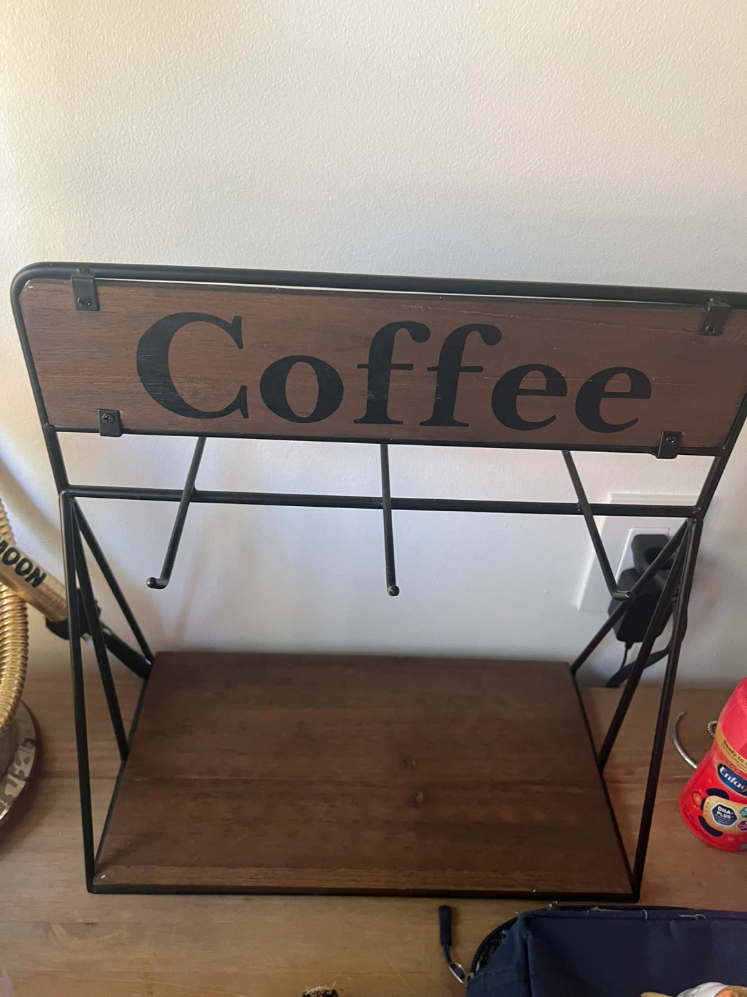 Coffee Mug Holder with Wood Sign