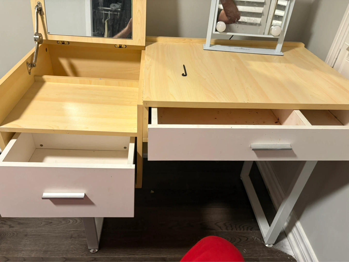 Vanity Desk with Mirror and Drawers - photo 3