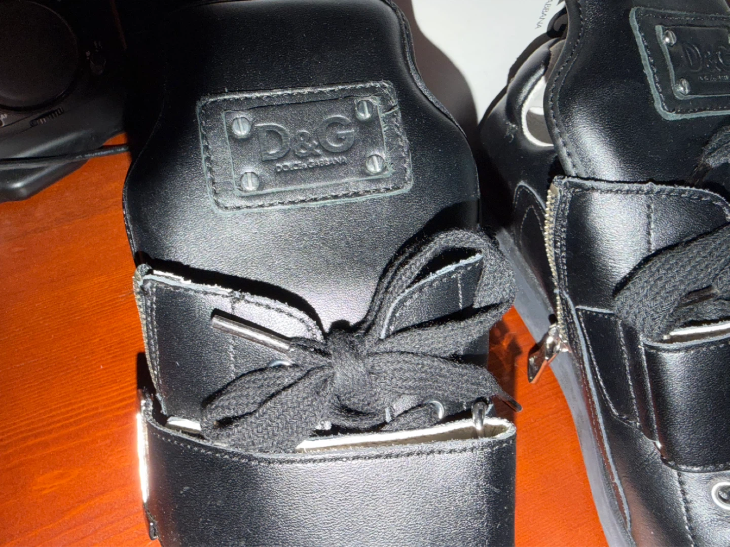 Dolce & Gabbana Black Leather Sneakers Men’s Size 10US - photo 3