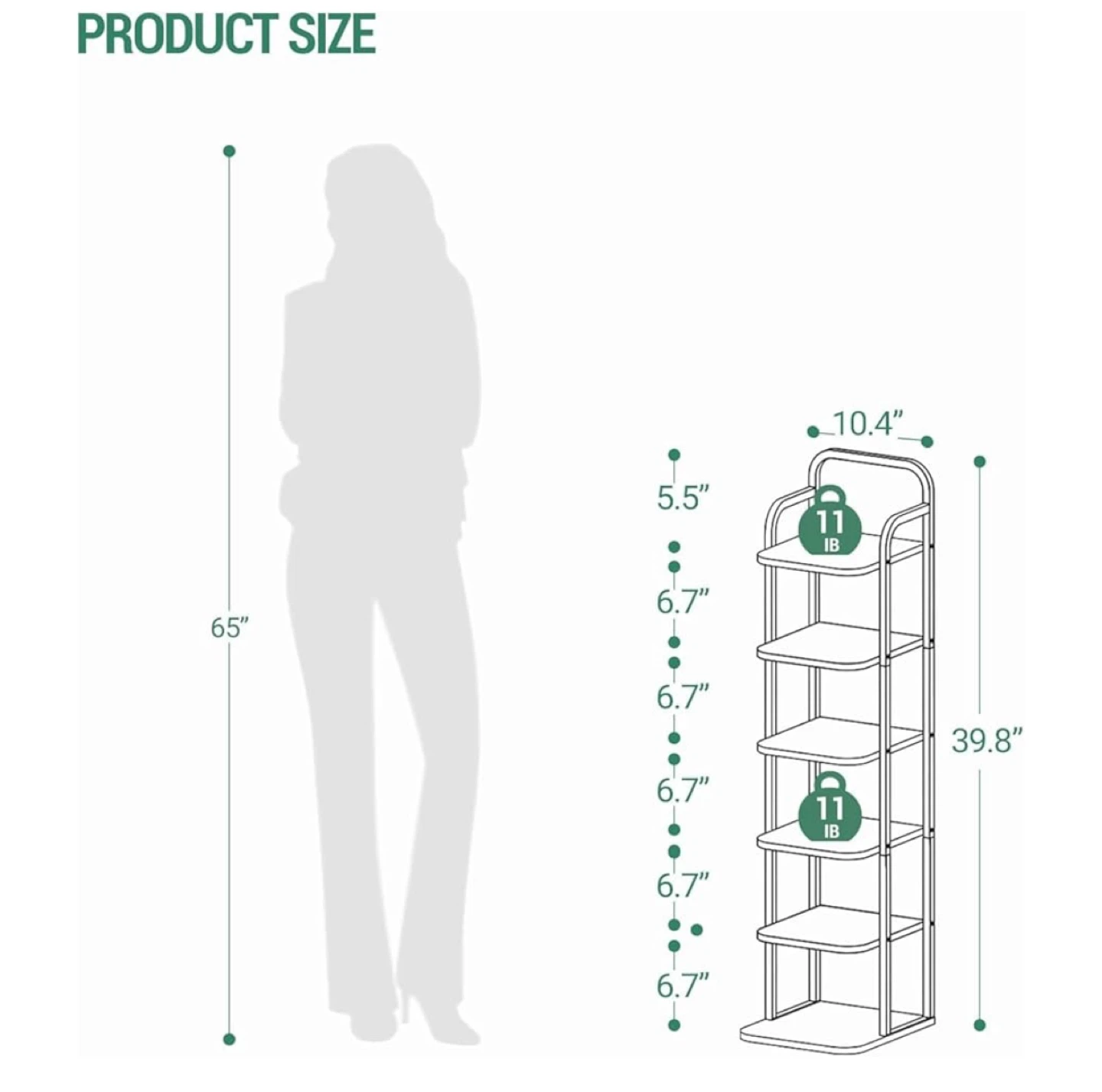 5-Tier Shoe Rack with Hooks - Wood and Metal - photo 2