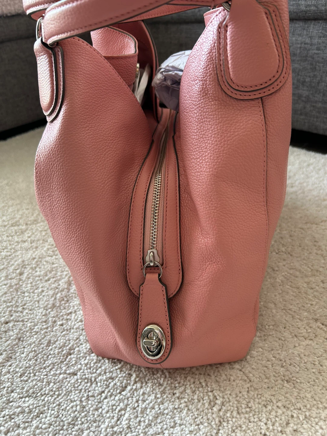 Coach Pink Pebbled Leather Shoulder Bag - photo 3