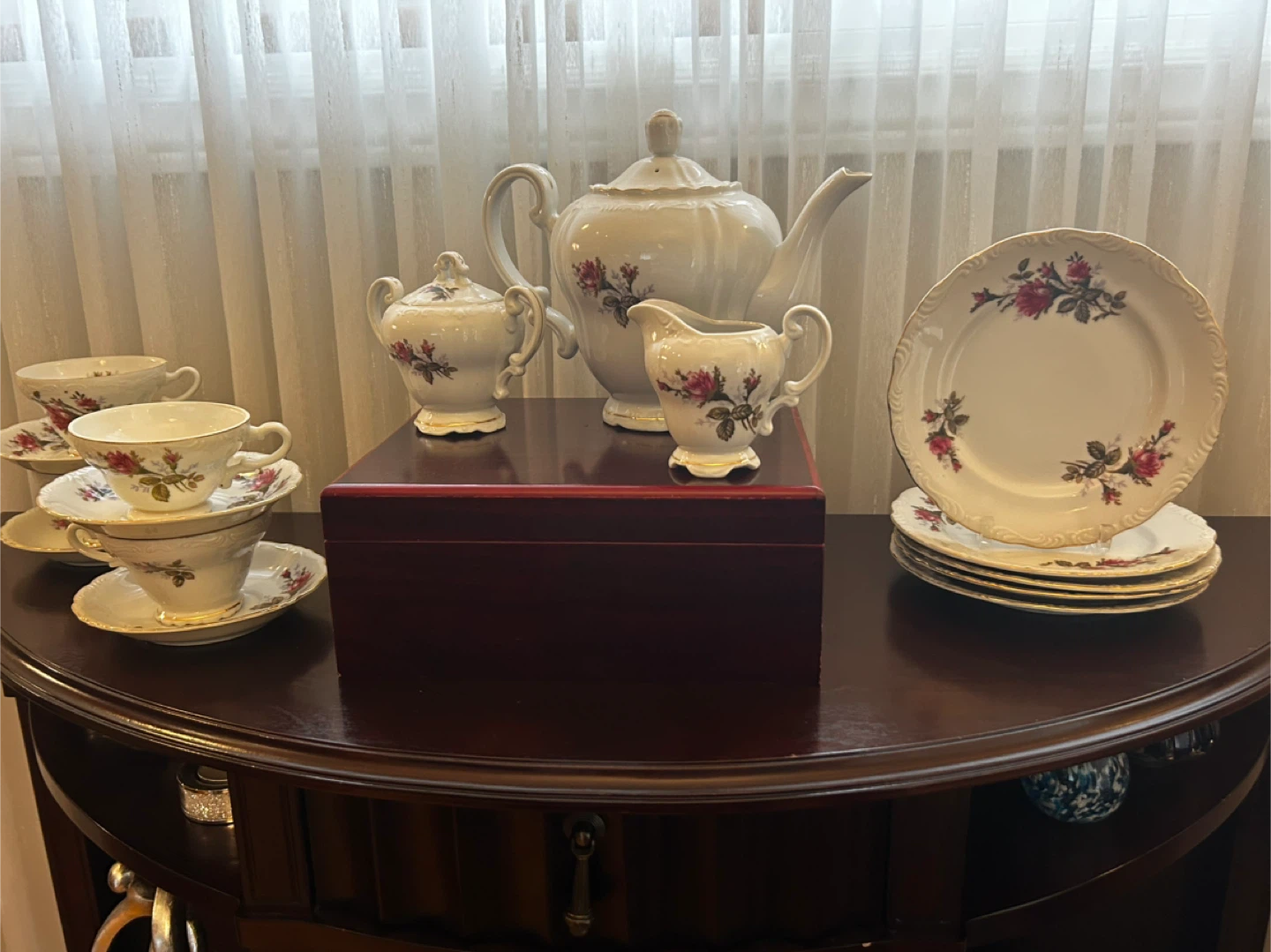 Vintage Floral Teacup and Saucer Set with Teapot - photo 3
