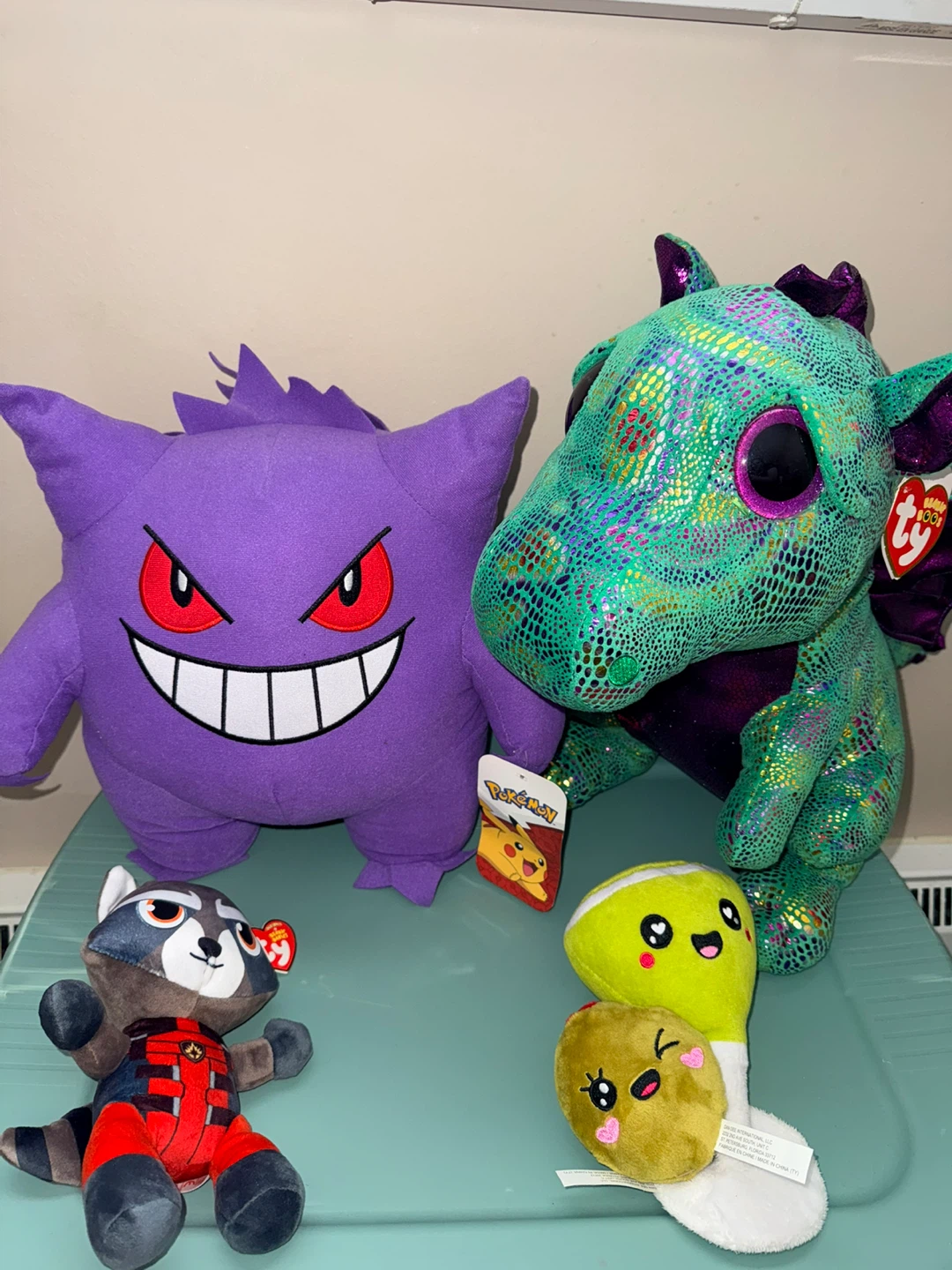 Stuffed animals with tags