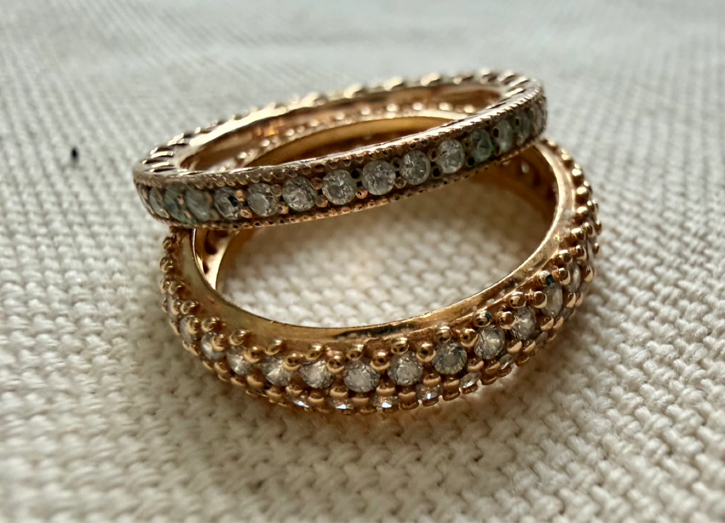 Two Rose Gold Tone Eternity Bands with CZ Stones - photo 2
