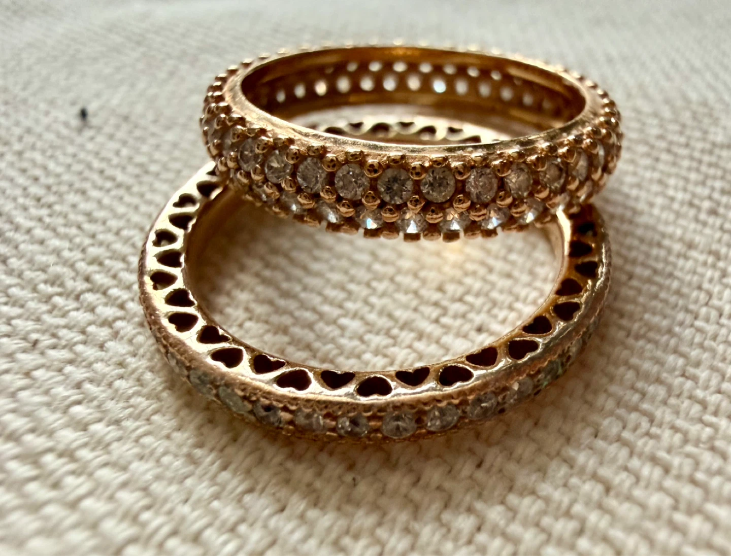 Two Rose Gold Tone Eternity Bands with CZ Stones - photo 3