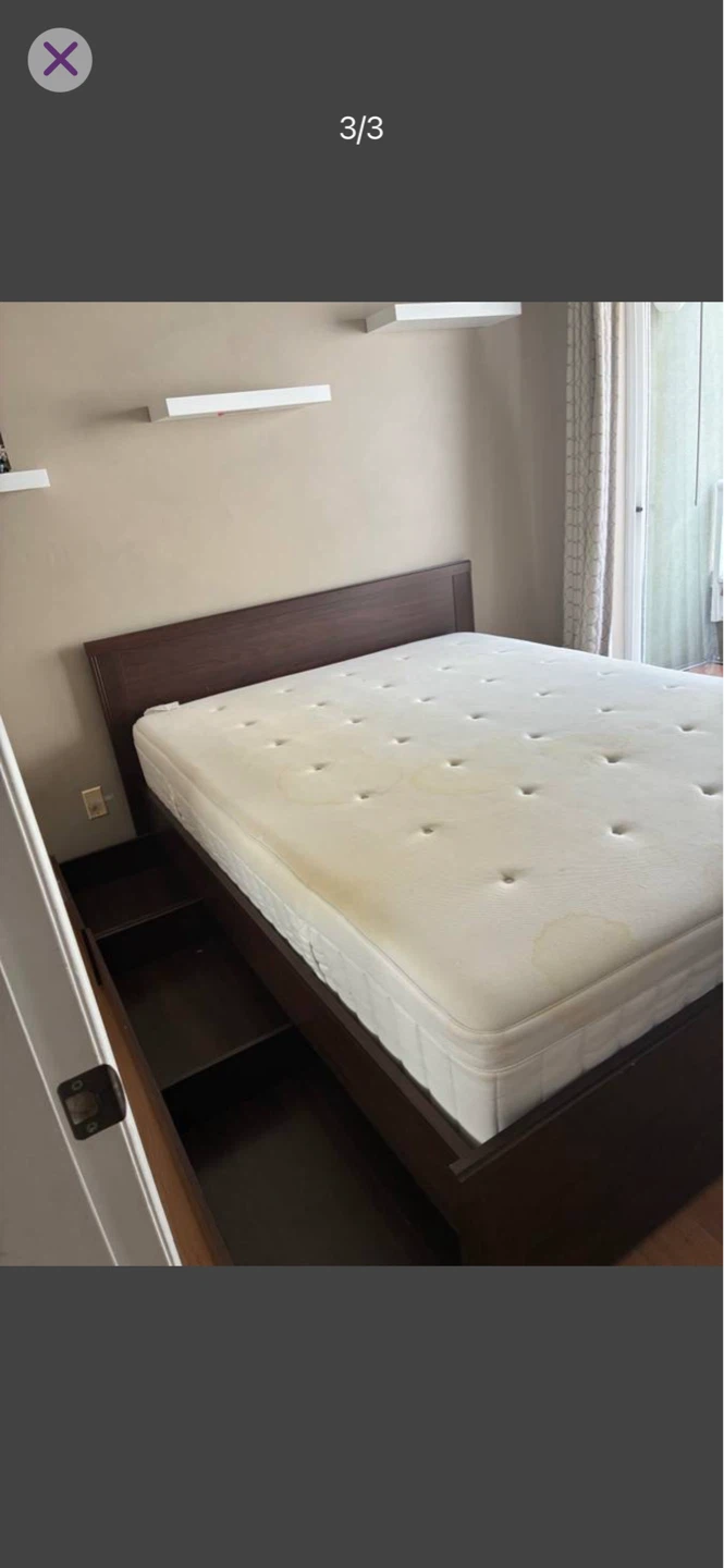 Ikea Queen bed frame + 4 drawers + Free delivery