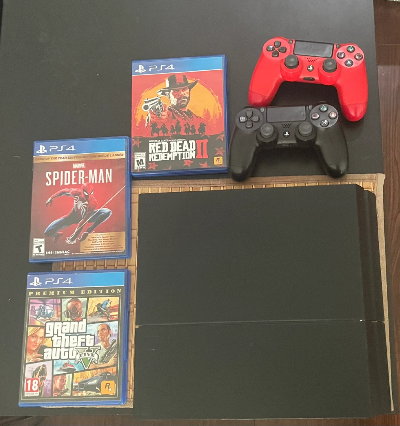 PlayStation 4 (PS4) with 2 Controllers, 3 Games For Sale