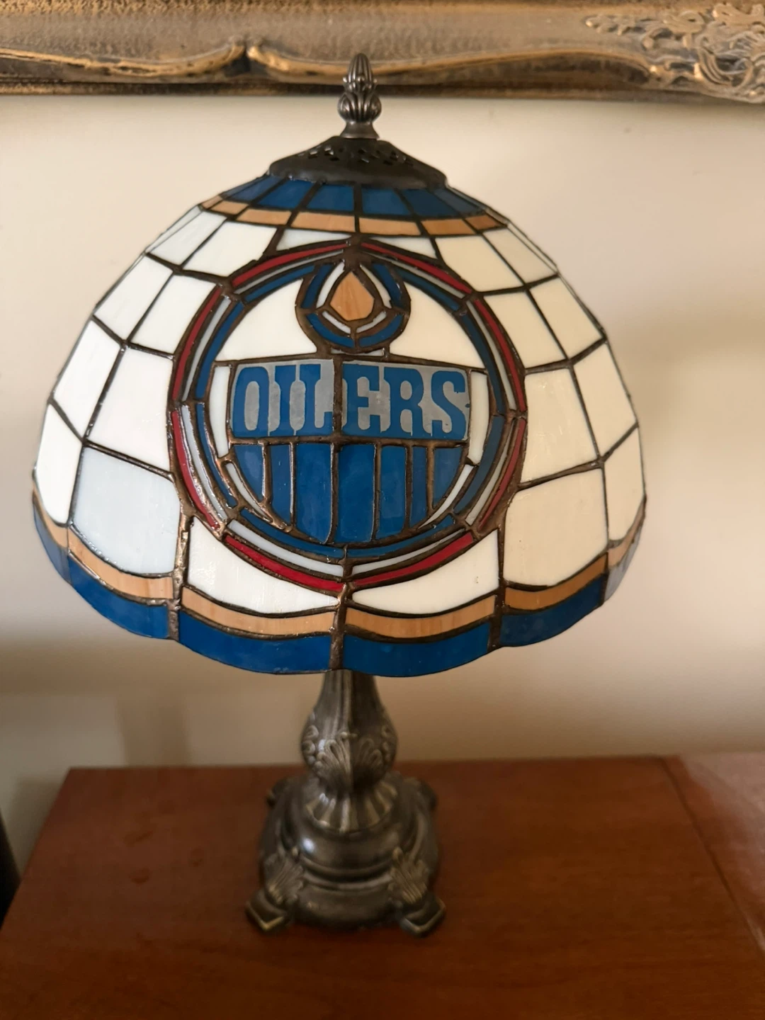 Edmonton Oilers Stained Glass Lamp