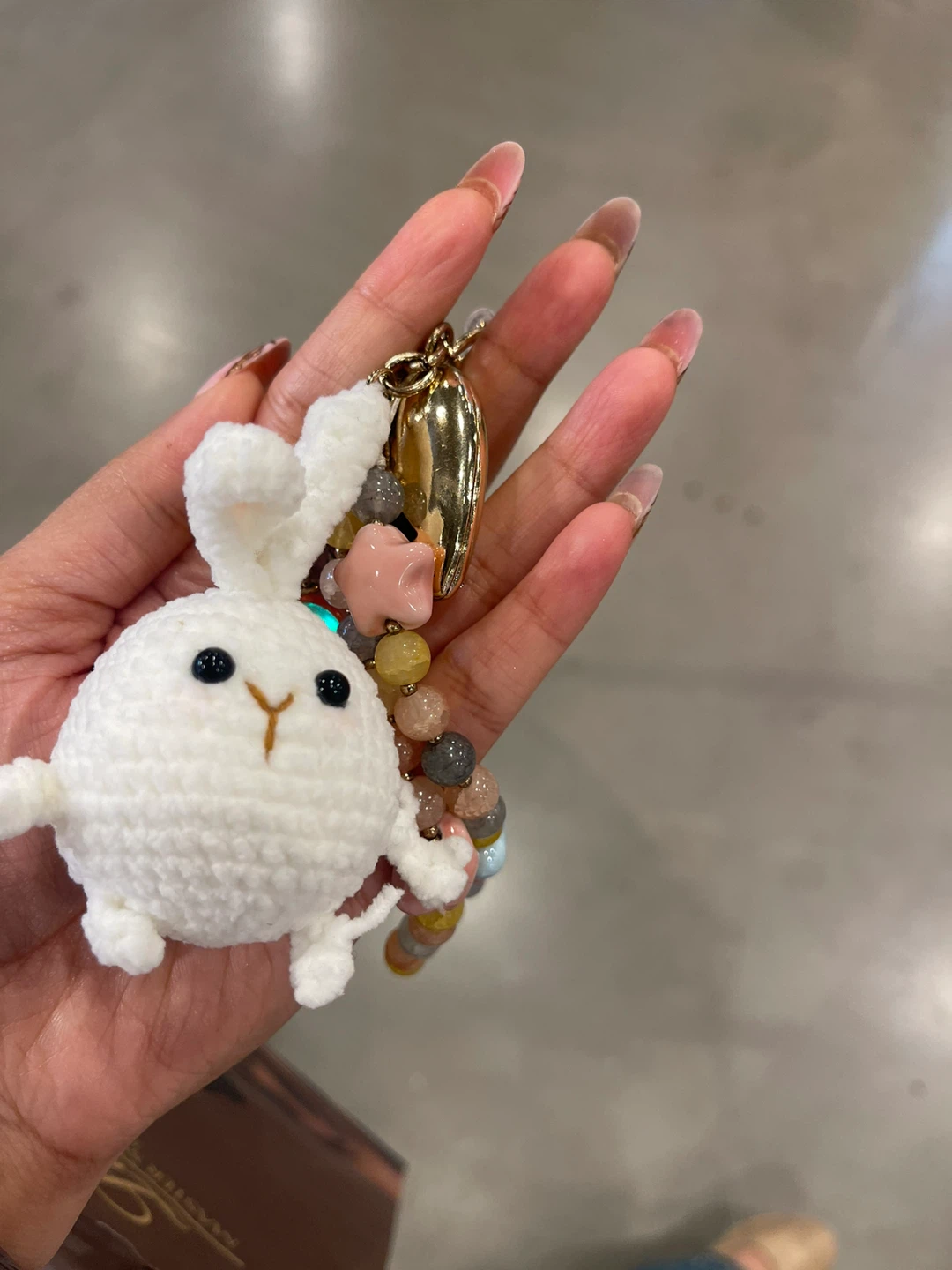 Crocheted Bunny Charm with Beaded Bracelet