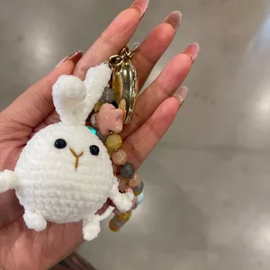 Crocheted Bunny Charm with Beaded Bracelet