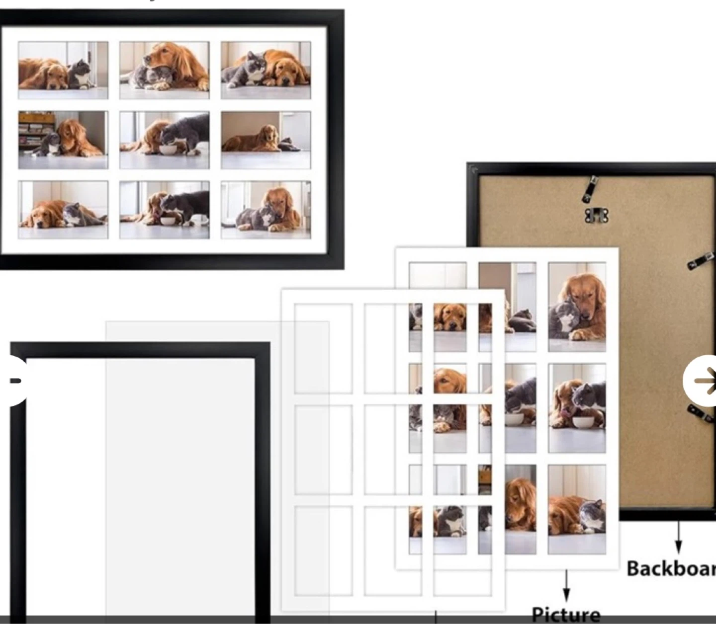 HORLIMER 4x6 Black Multi Photo Frame Collage Set of 2