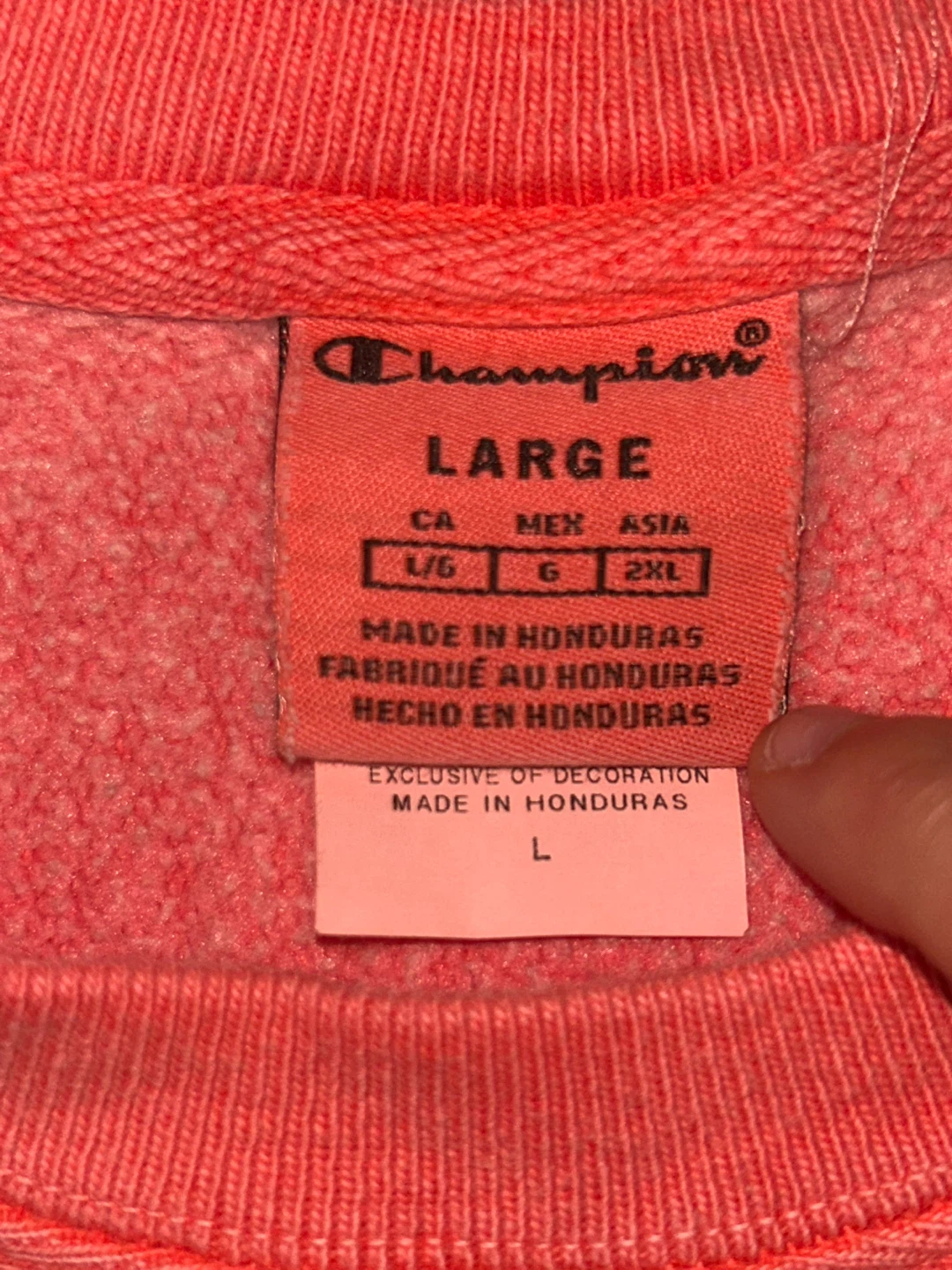 Champion Crewneck Sweatshirt - Coral - Large - photo 2