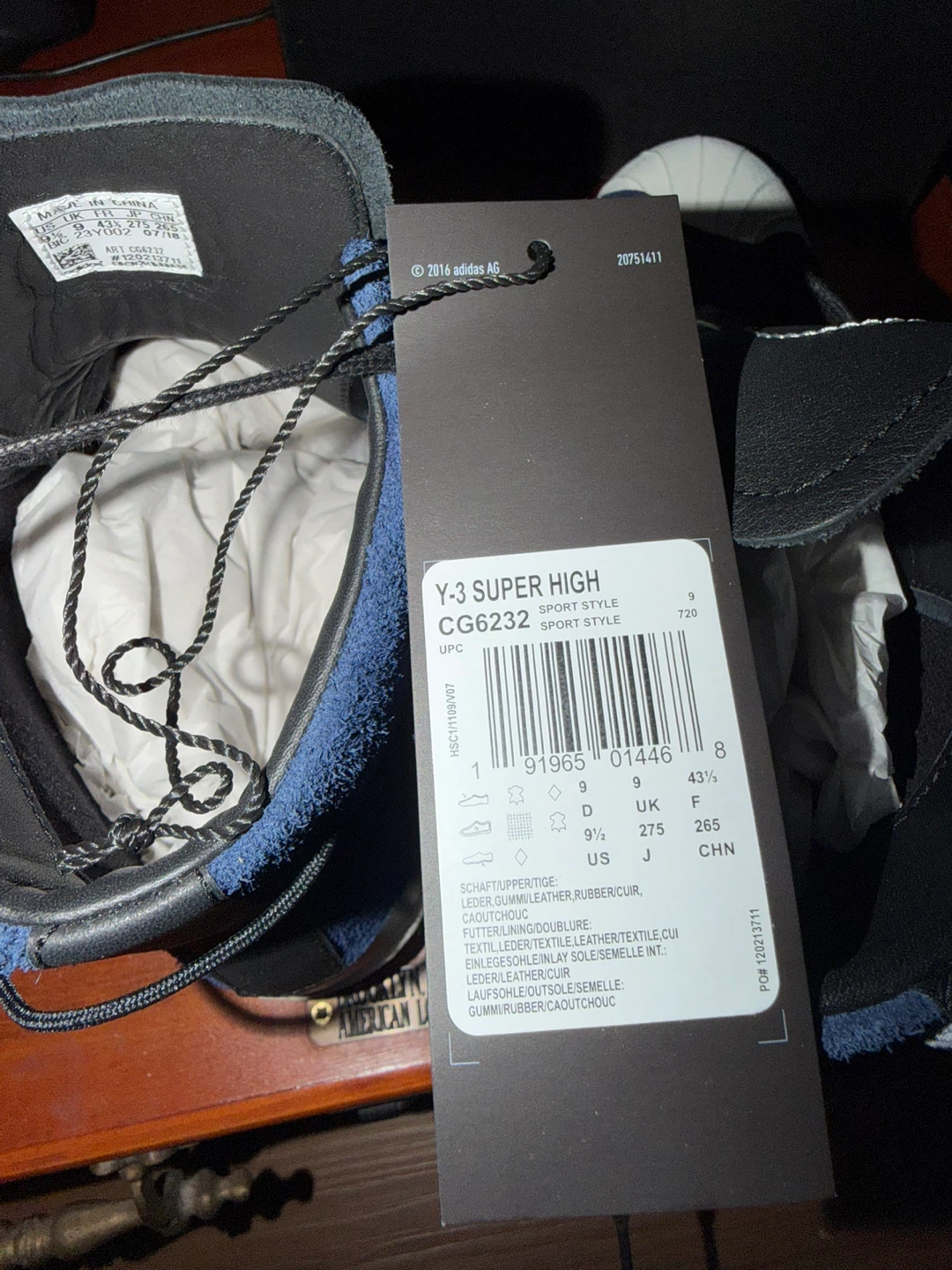 Adidas Y-3 Super High CG6232 Blue Suede Sneakers Men's Size 9.5 - photo 5
