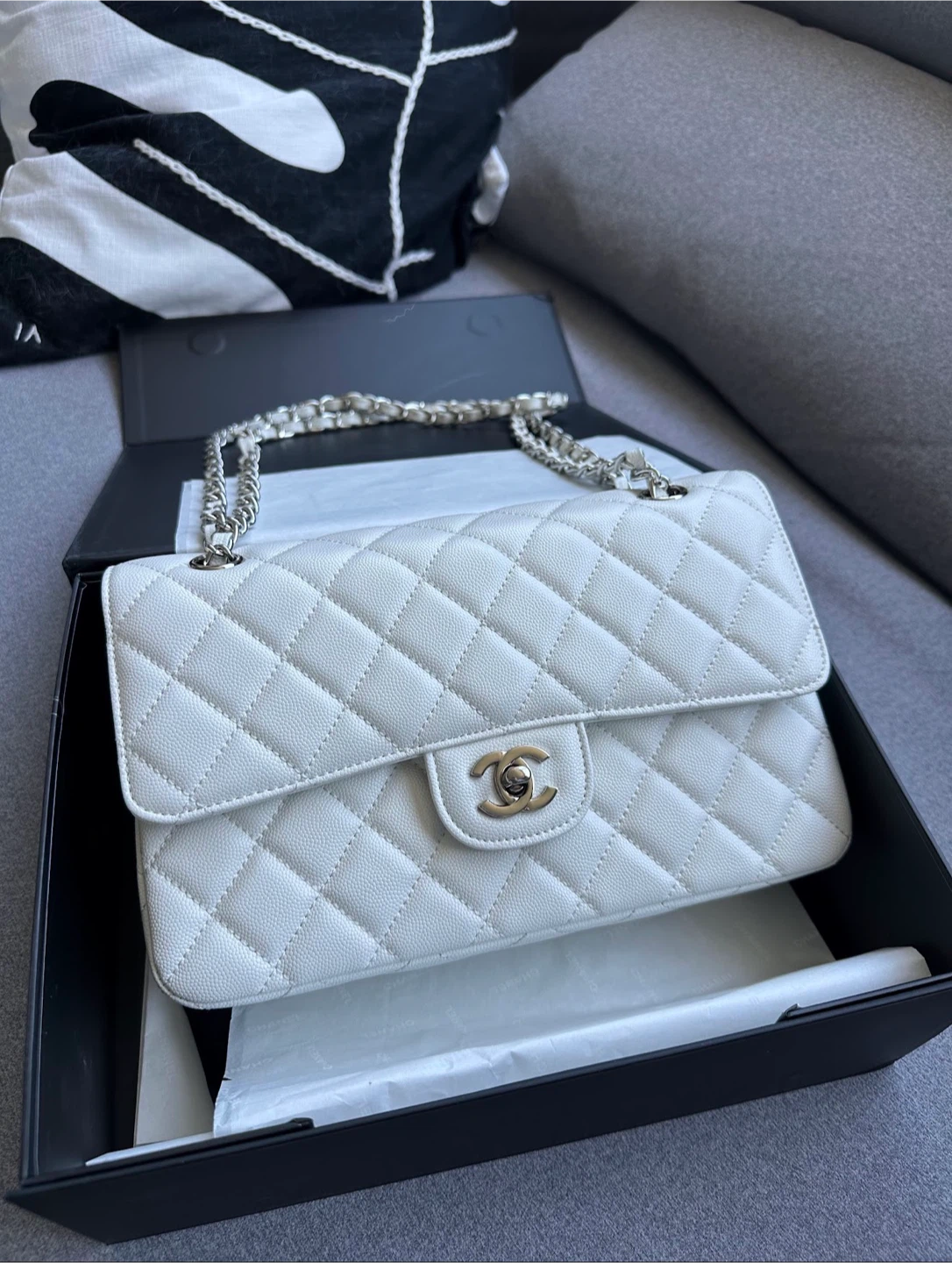 White Chanel Medium Classic Flap Bag