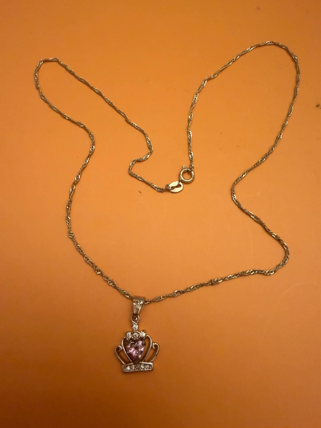 Crown Pendant Necklace with Pink Stone - photo 5