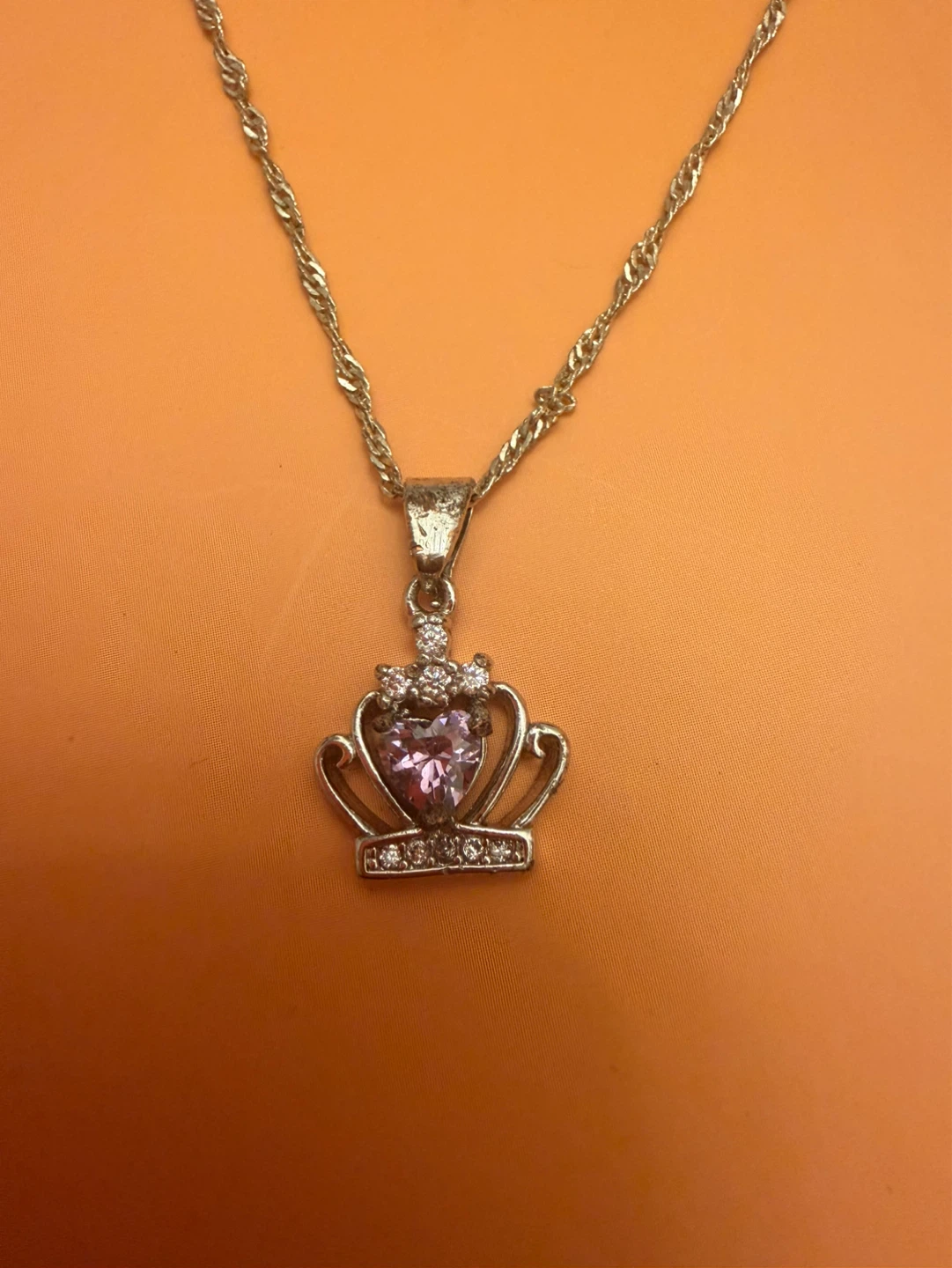 Crown Pendant Necklace with Pink Stone - photo 4