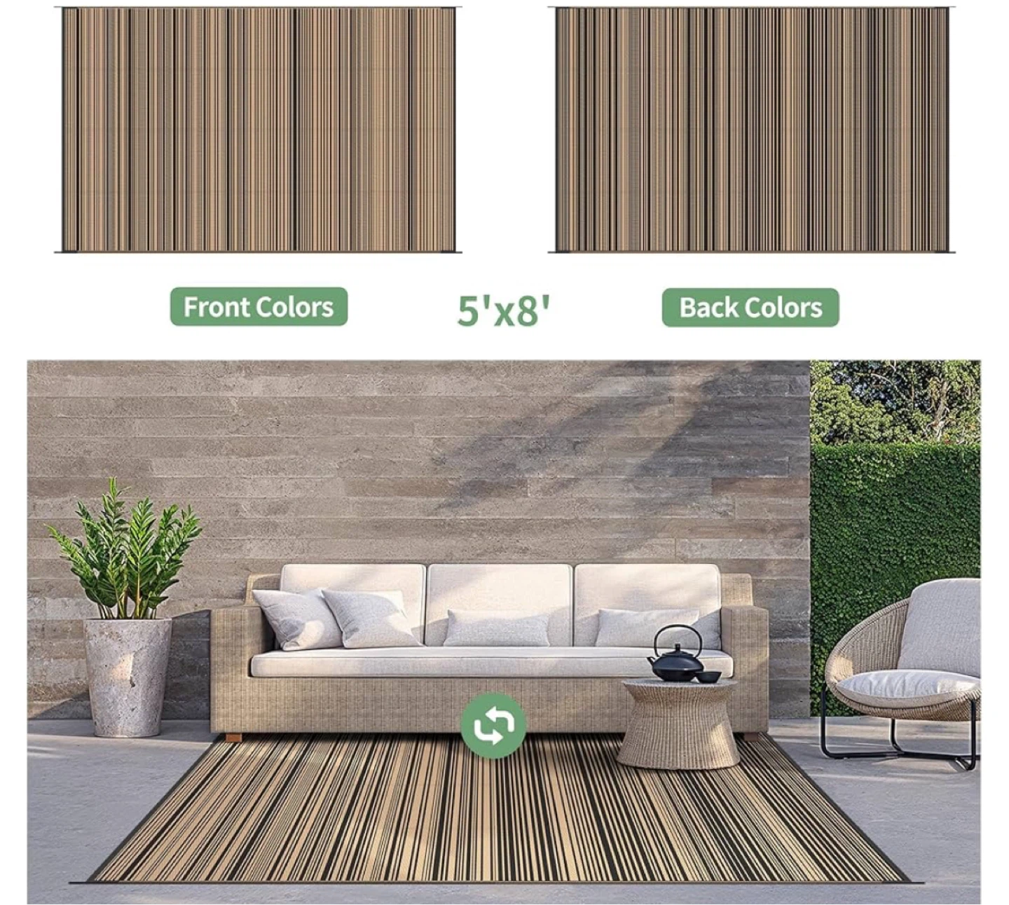 5'x8' Reversible Outdoor Area Rug - photo 5