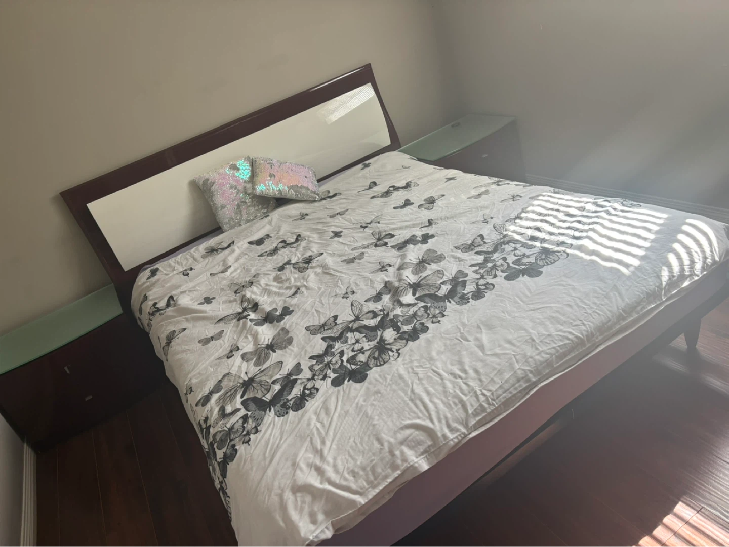 Modern Bed Frame with Glossy Accents