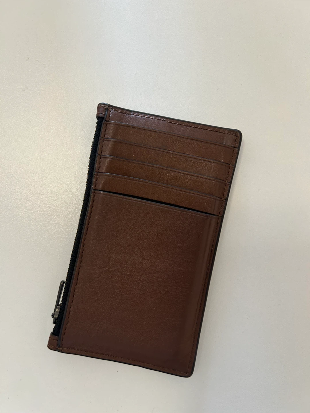 Coach Brown Leather Card Holder with Zipper Pocket - photo 2