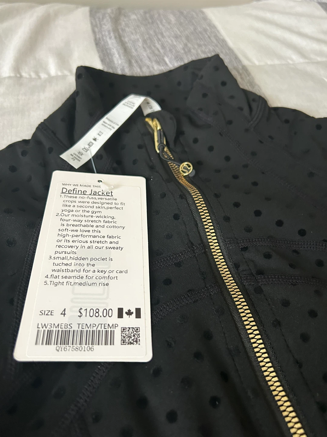 Lululemon Define Jacket Black Polka Dot Size 4 - photo 3