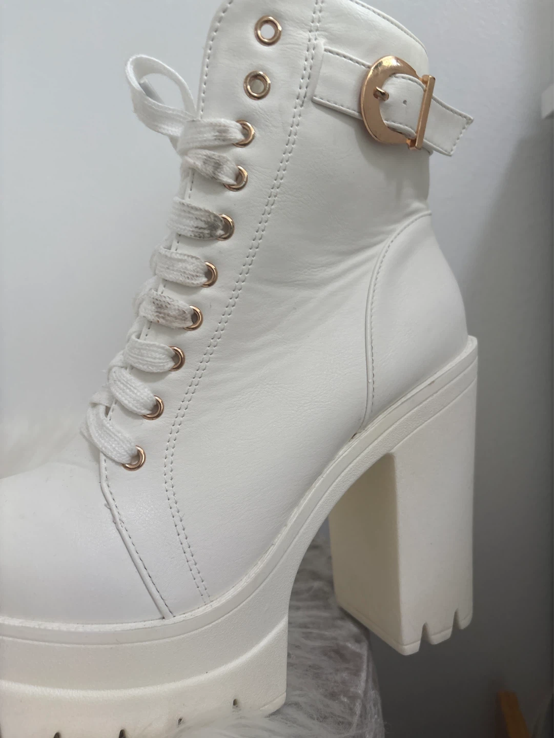 White Platform Combat Boots - photo 3