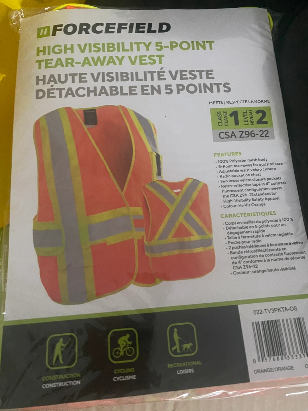FORCEFIELD High Visibility 5-Point Tear-Away Vest
