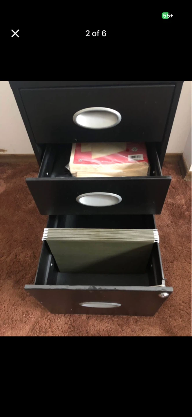 Black 3-Drawer Filing Cabinet - photo 2