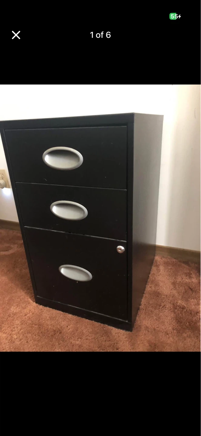 Black 3-Drawer Filing Cabinet