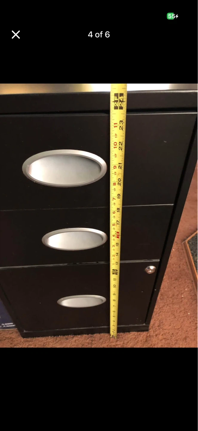 Black 3-Drawer Filing Cabinet - photo 4