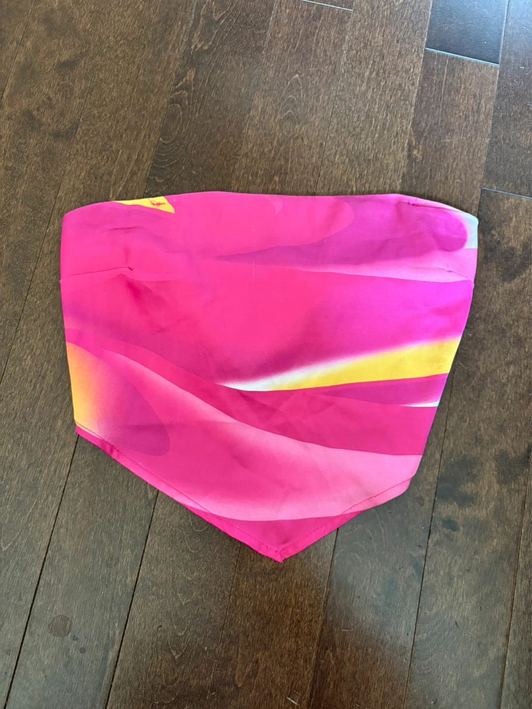 GARAGE Pink Yellow Orange Abstract Print Bandana Top