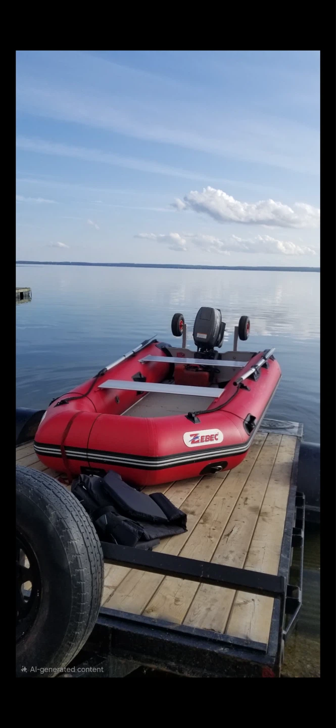10 foot ZEBEC Red Inflatable Boat with Motor Mount