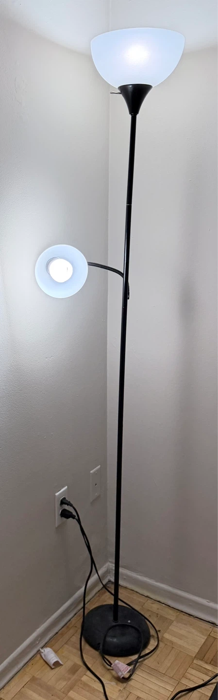 Black 2-Head Floor Lamp with Adjustable Reading Light - photo 2