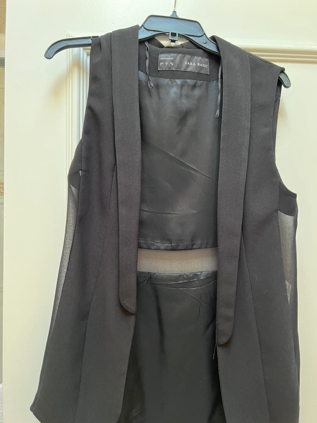Black ZARA BASIC Vest with Sheer Panels