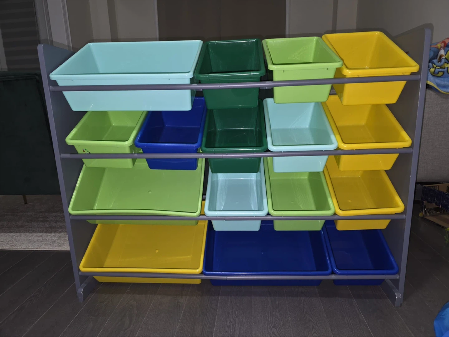 Multi-colour Toy Organizer Storage Shelf with Bins
