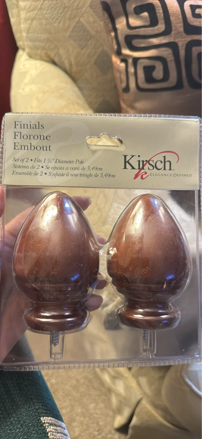 Kirsch Curtain Rod Finials Set of 2 - Wood & Gold Designs - photo 4