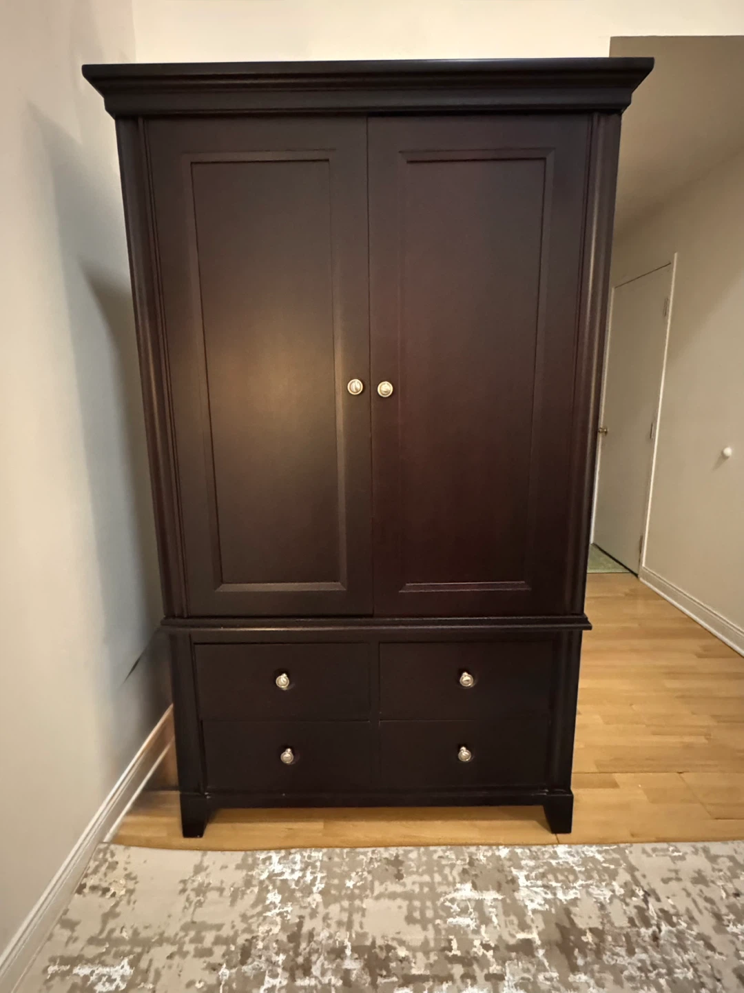 Dark Brown Armoire Media Cabinet with Drawers