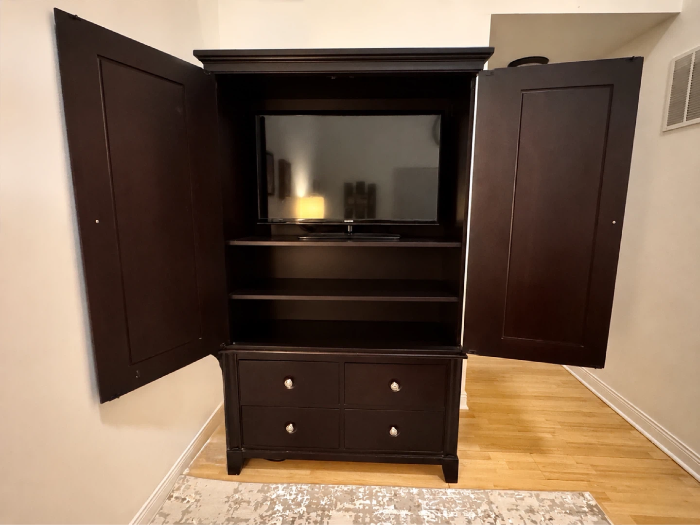 Dark Brown Armoire Media Cabinet with Drawers - photo 2
