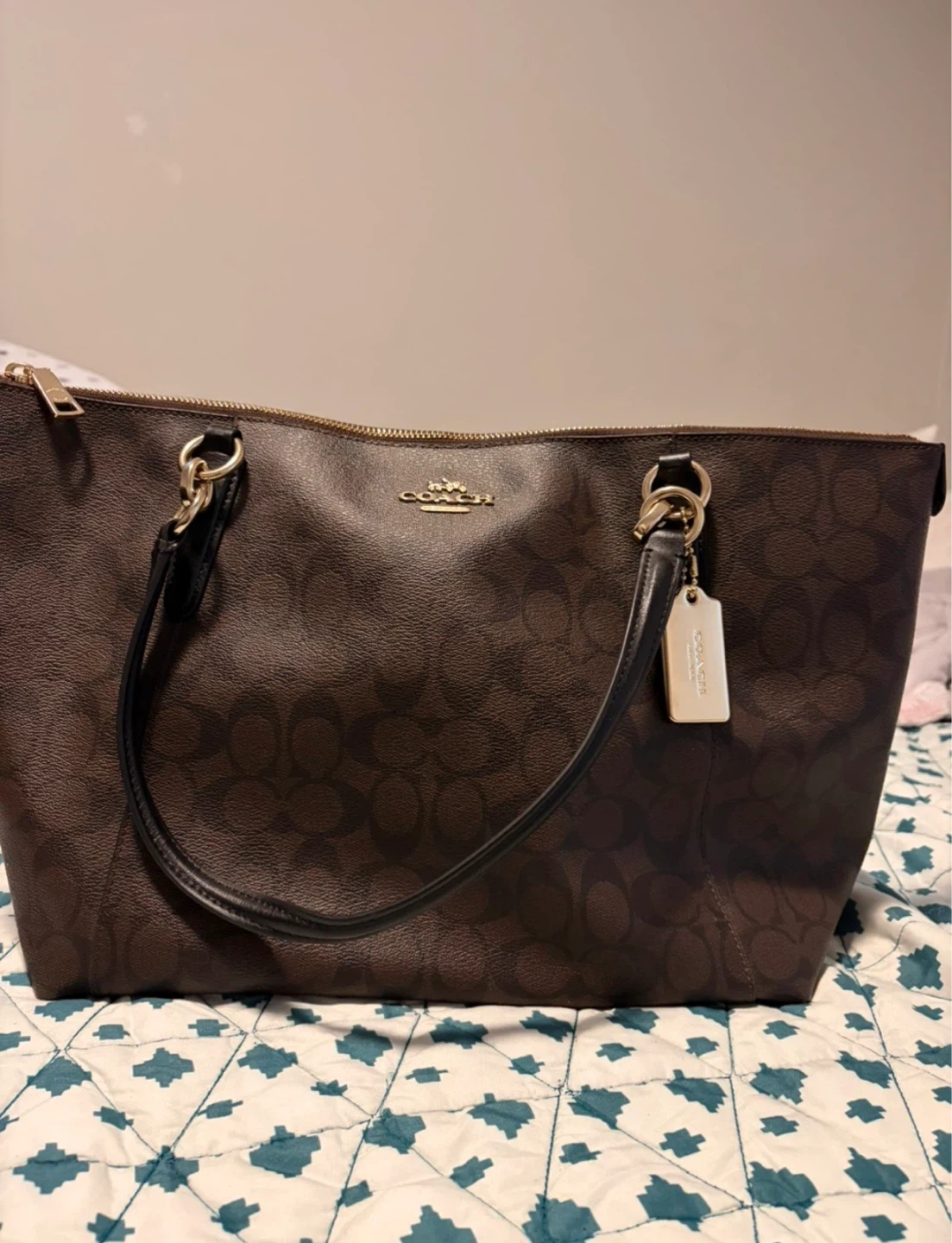 Coach Signature Canvas Tote Bag and Wallet Set