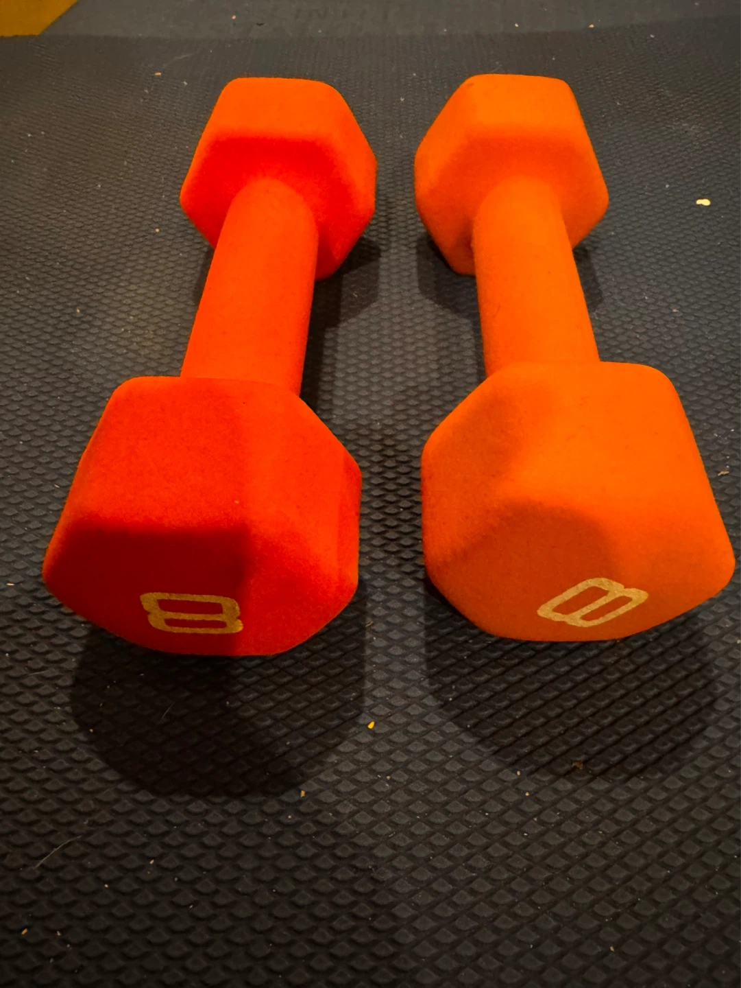 Pair of 8 lb rubber Dumbbells