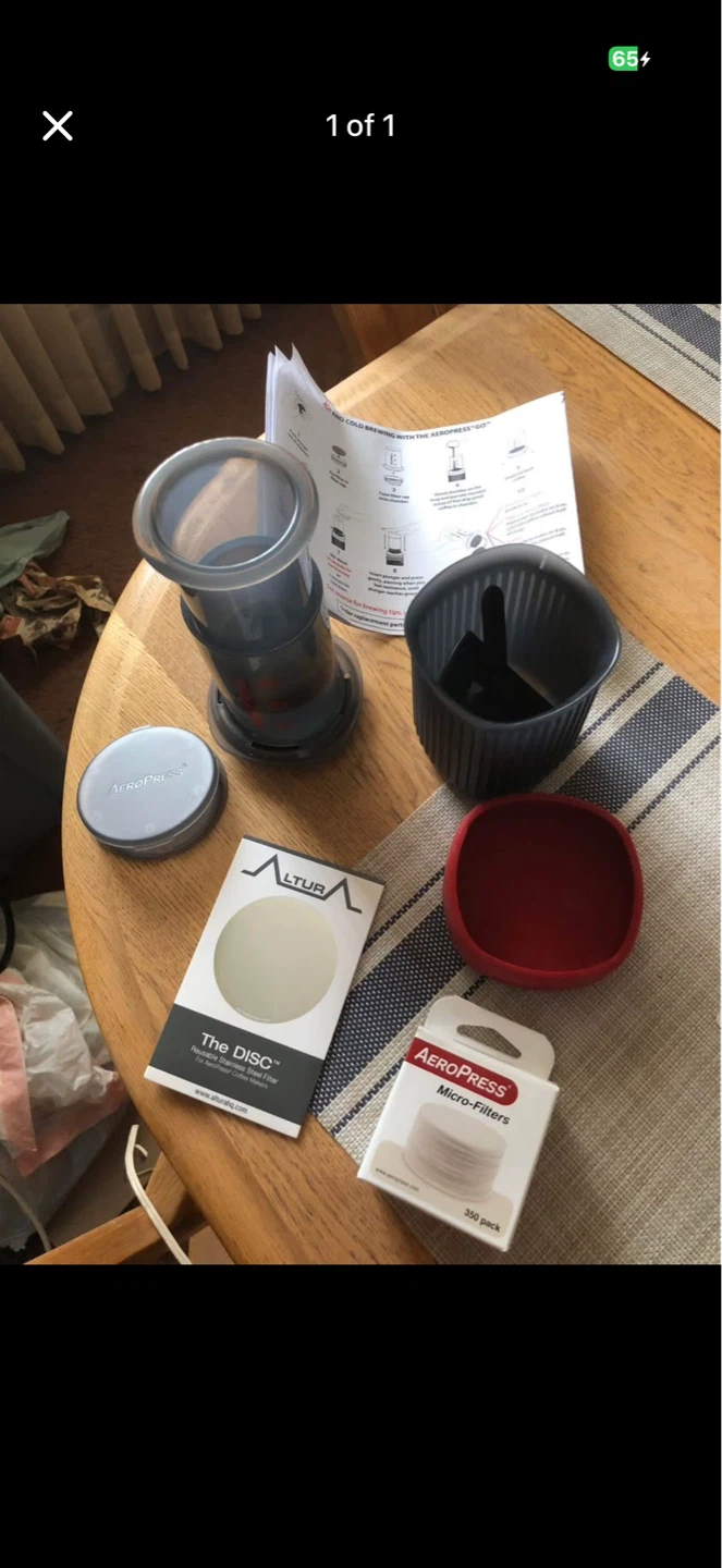AeroPress Coffee Maker with Filters and Reusable Disc