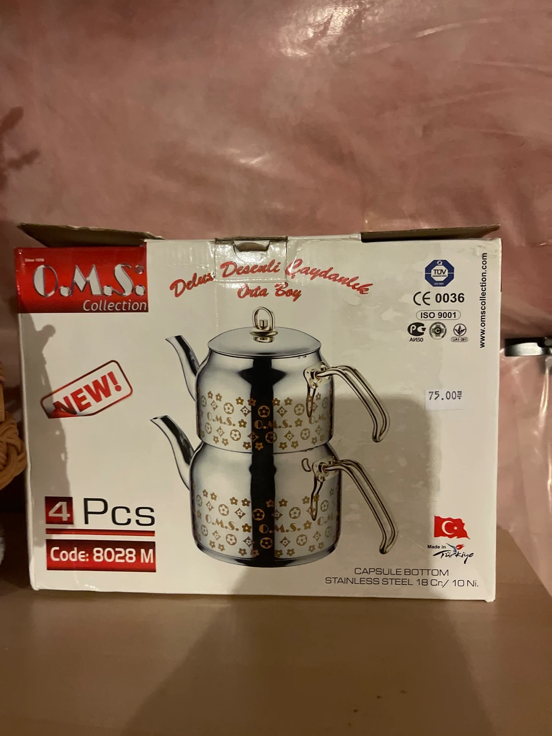 O.M.S. Collection Stainless Steel Turkish Tea Pot Set - 4 Pcs