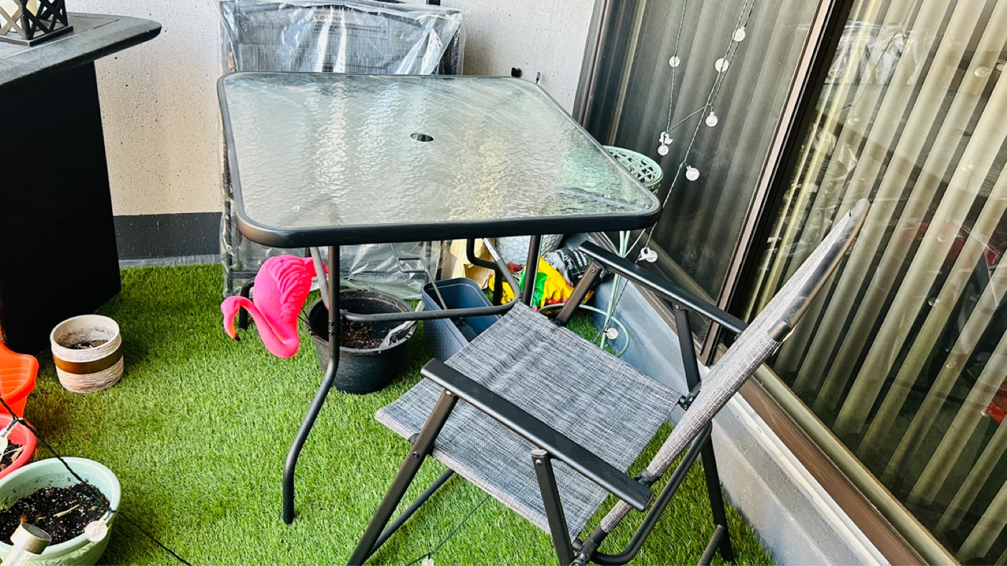 Glass Top Patio Table and Chair Set