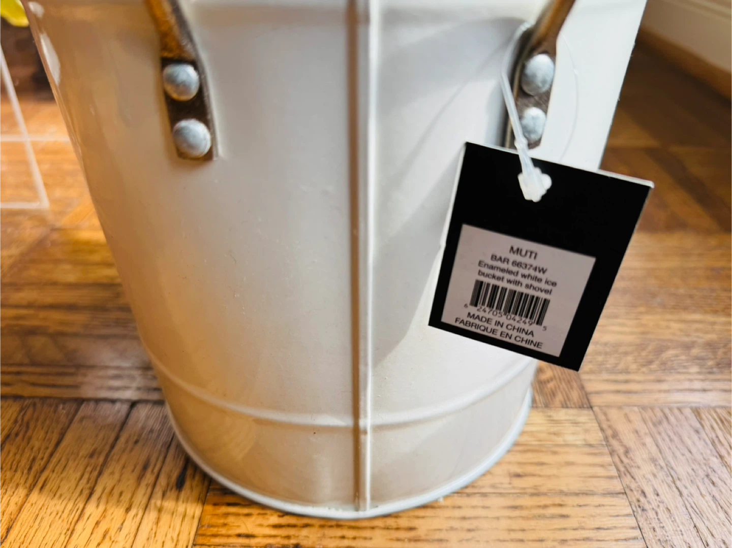 MUTI Enamelled White Ice Bucket with Shovel - Brand New - photo 4