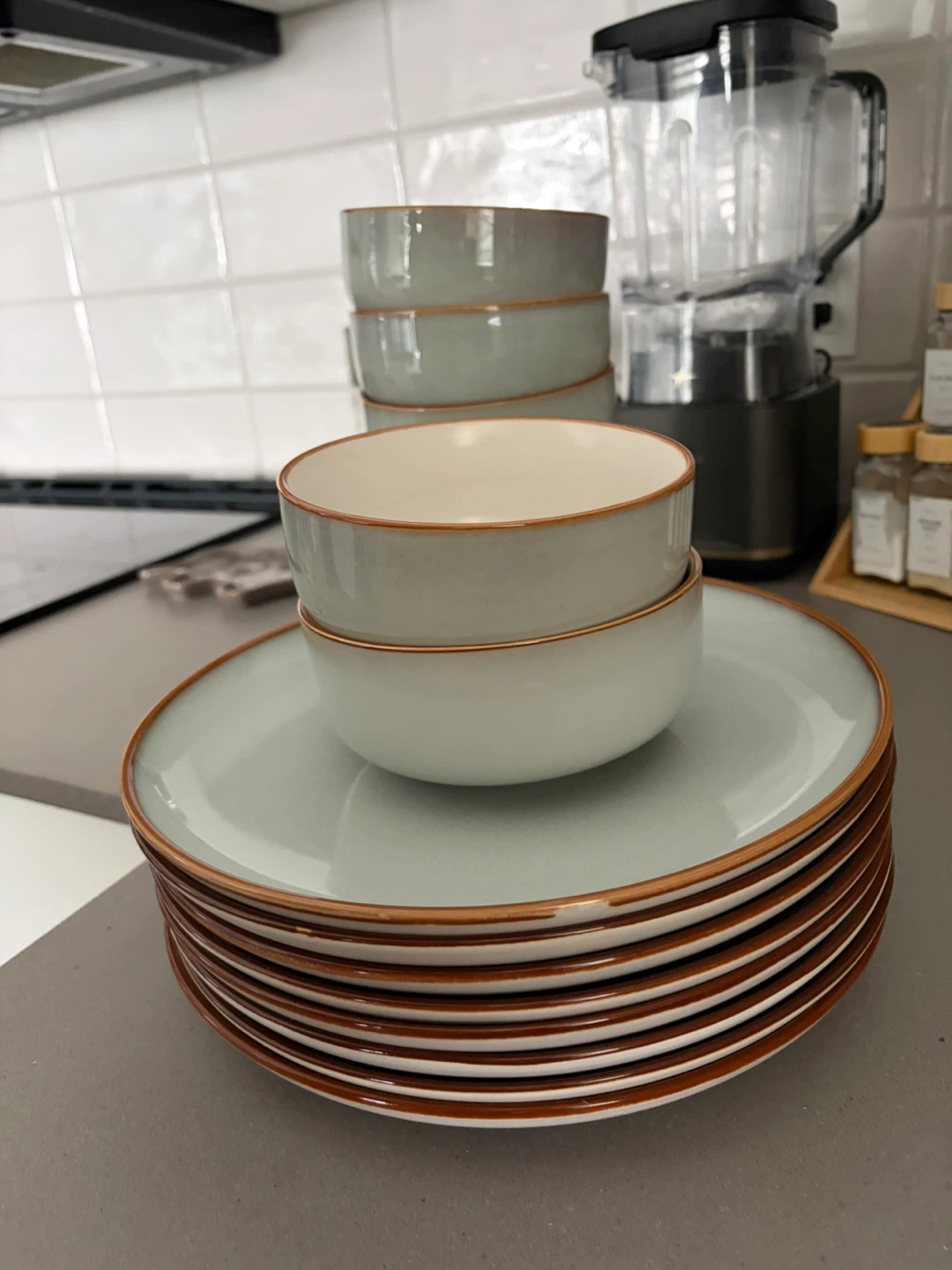 Set of 16 Stoneware Plates (8) and Bowls (8)