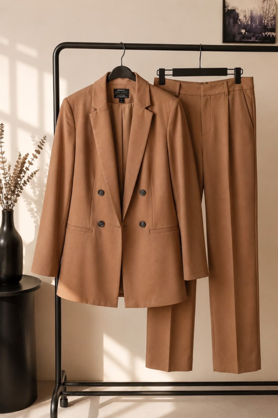 BNXCO Camel Double-Breasted Blazer & Trouser Suit